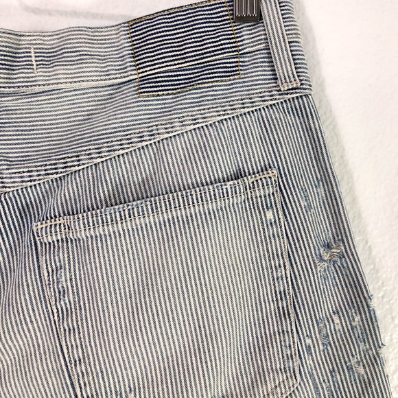 AMO Denim Tomboy Short In Ticking Stripe Wash - Picture 16 of 16